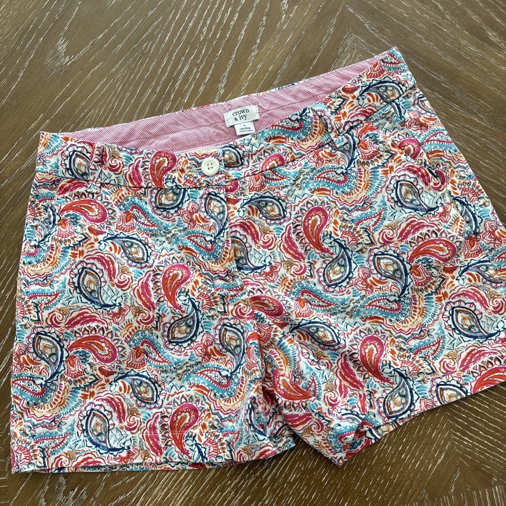 Crown & Ivy 8 CAROLINE multicolor Shorts Women's EXCELLENT Fast Shi